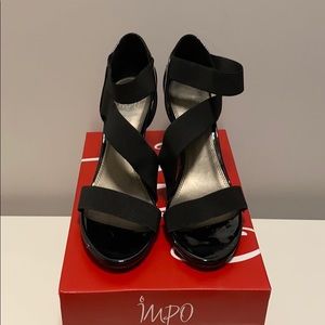 Black Elastic Strap Heels